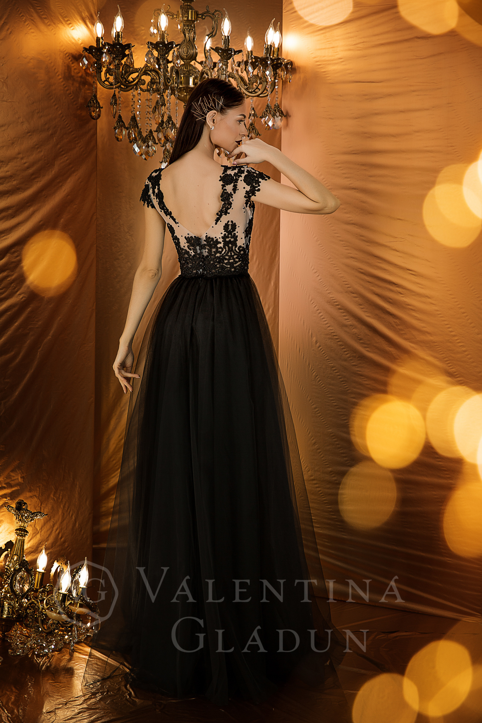 Вечернее платье в пол черного цвета Amur от Валентины Гладун