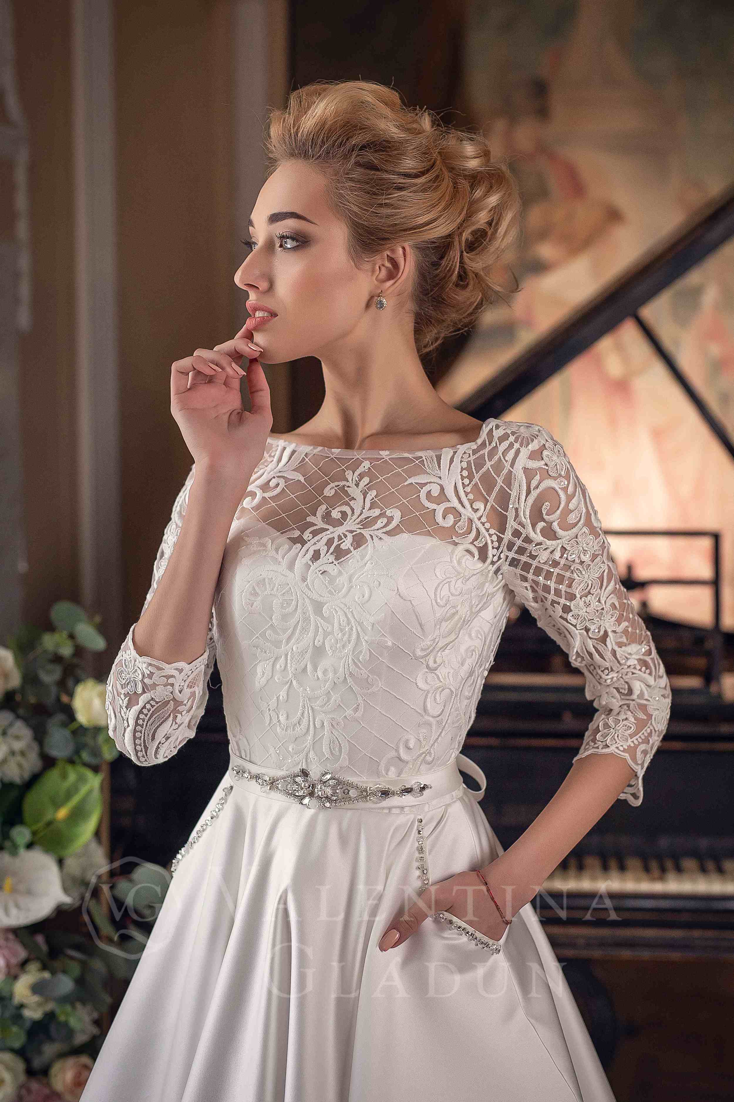 элегантное свадебное платье с карманами
