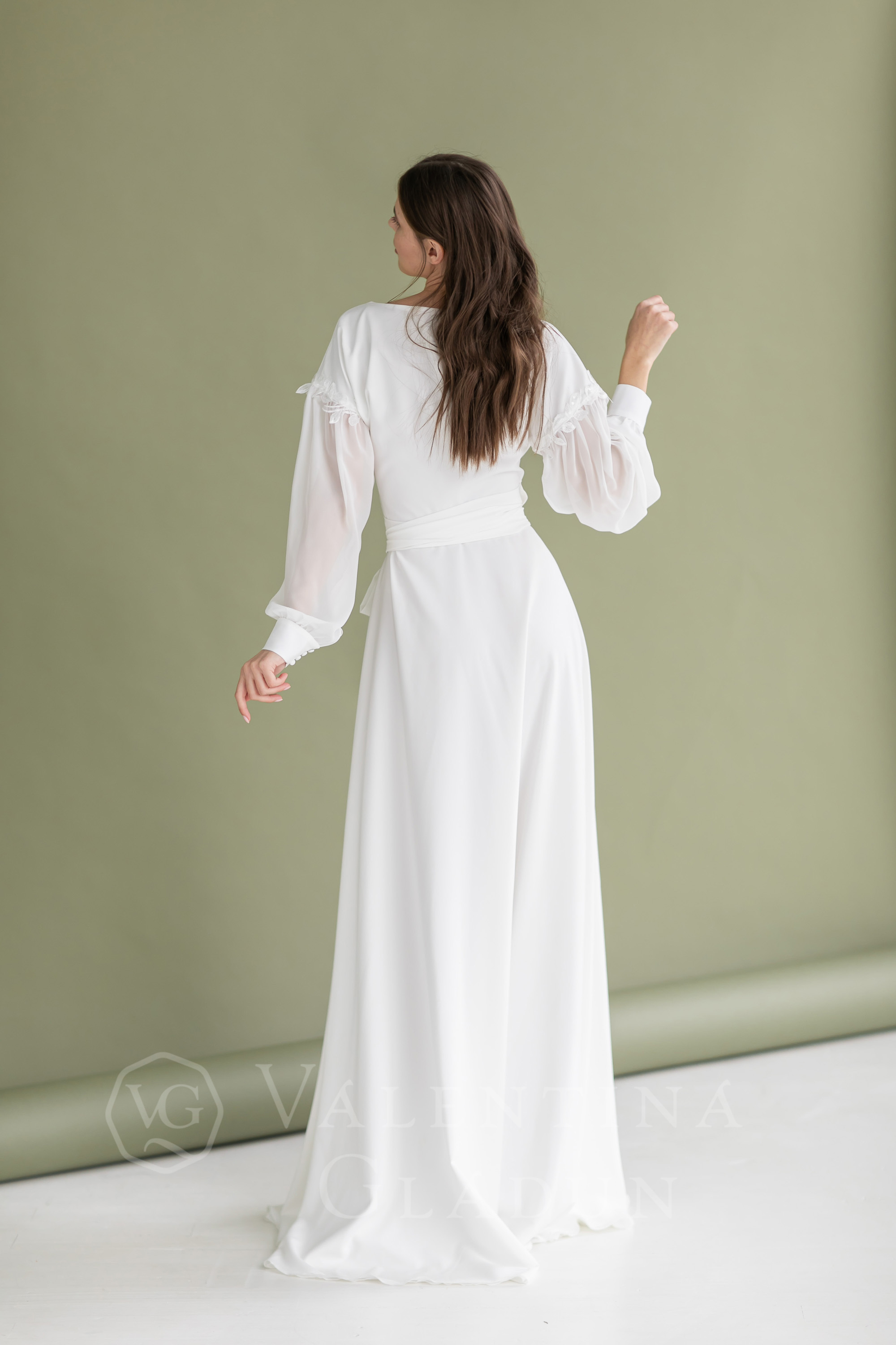 Белое вечернее свадебное платье Бланг от Гладун