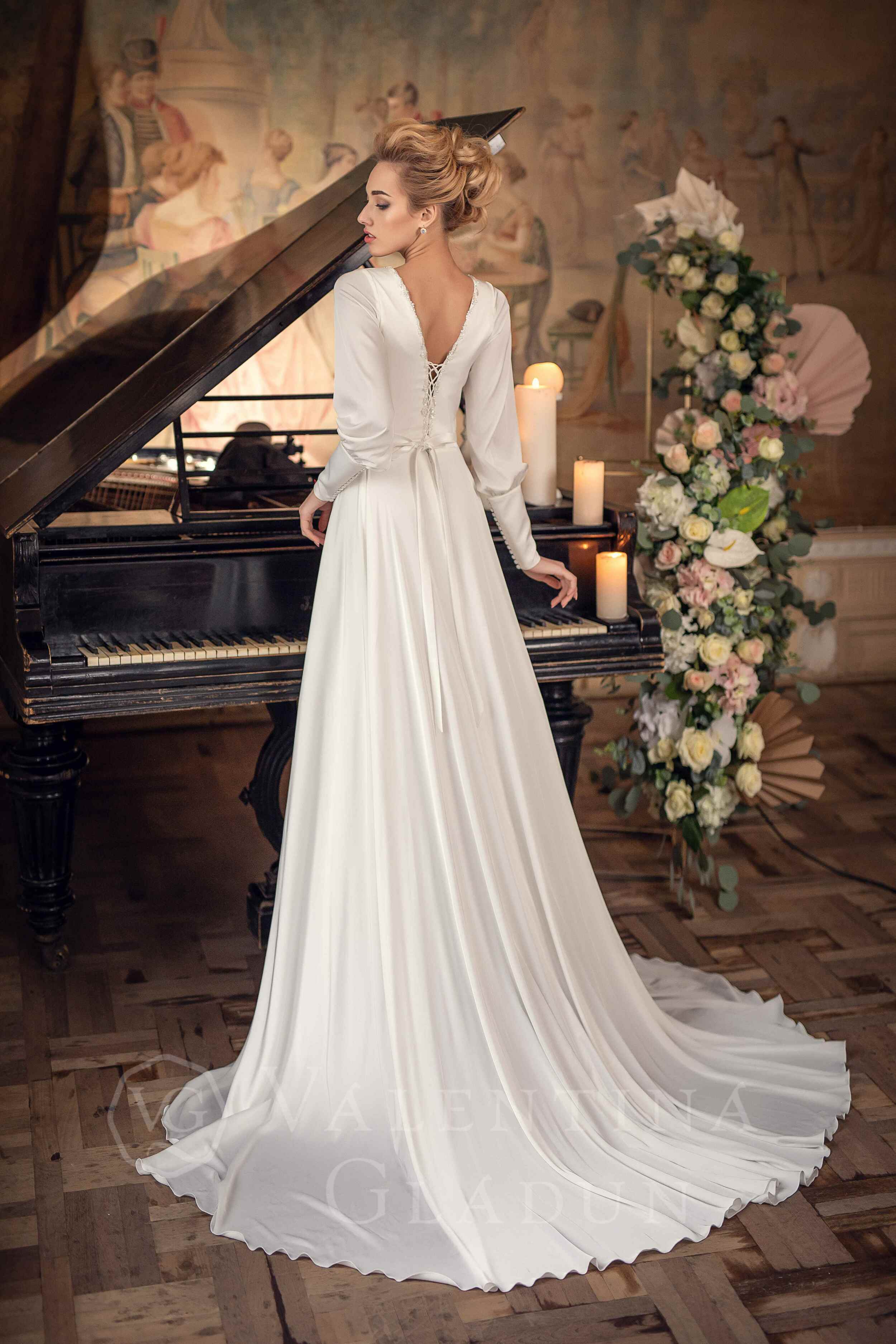 свадебное платье с длинными рукавами Вена