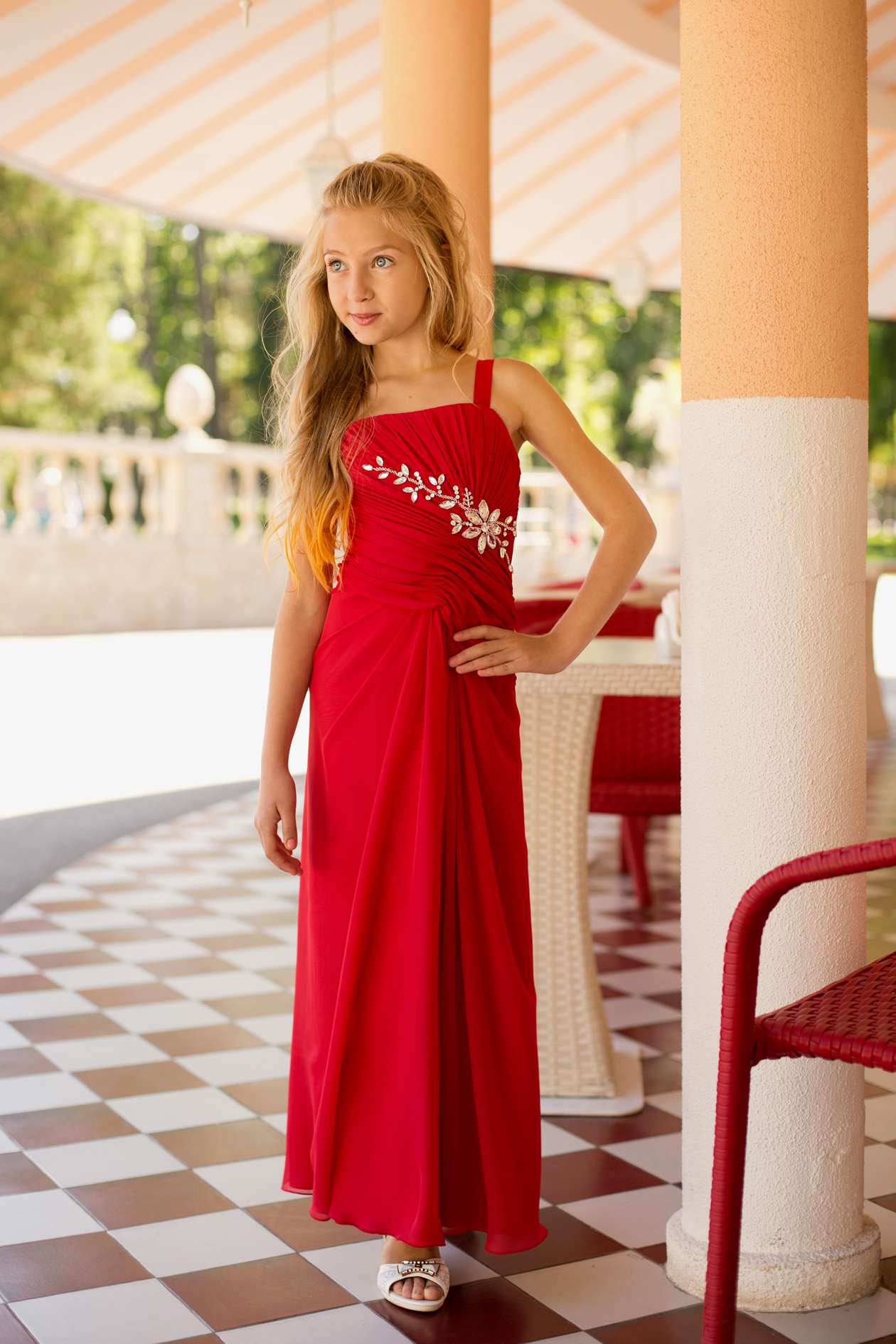Красное вечернее платье для девочки Аврора