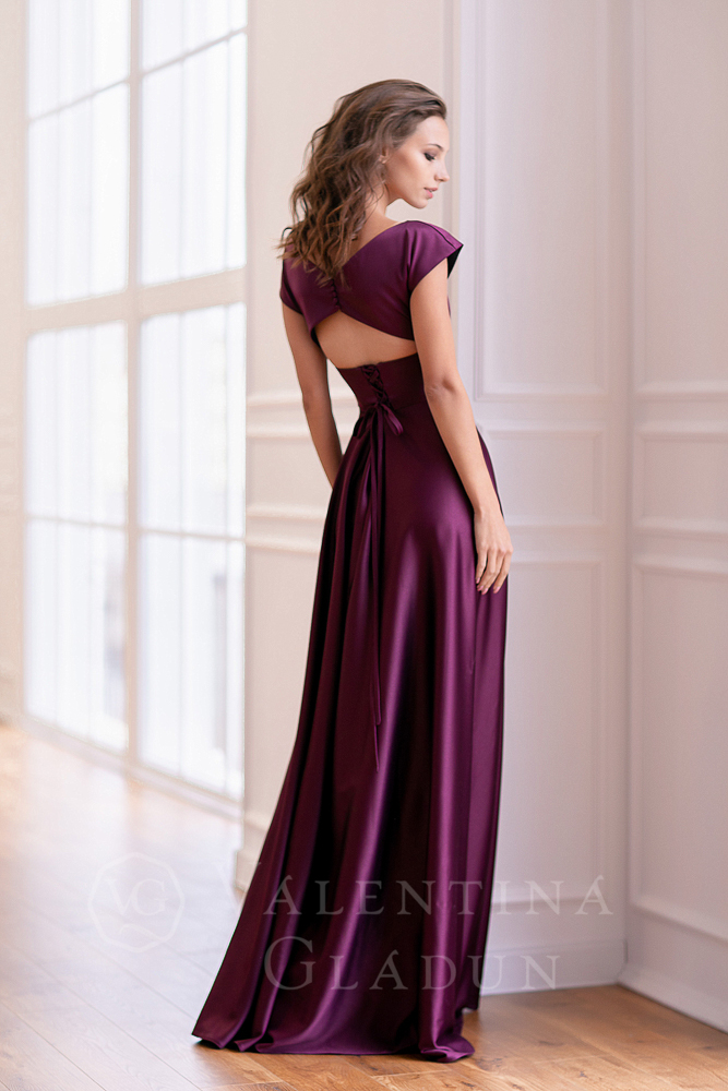Вечернее платье винного цвета бордо Жаден 2021