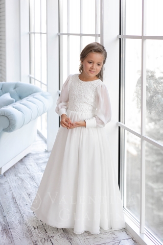 Белое длинное детское платье дизайнерское