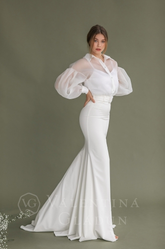 Белая юбка и блуза на свадьбу Ламантен 2021