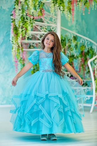 Голубое платье принцессы для девочки