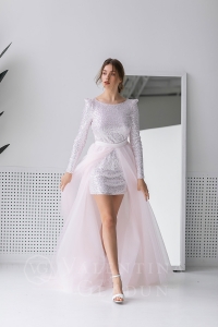 Пудровое свадебное платье трансформер 2021