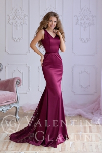 Вечернее платье русалка бордового цвета
