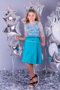 Короткое голубое платье с болеро для девочки Chelsea Azure