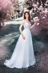 Свадебное длинное платье с кружевным корсетом Marguerite